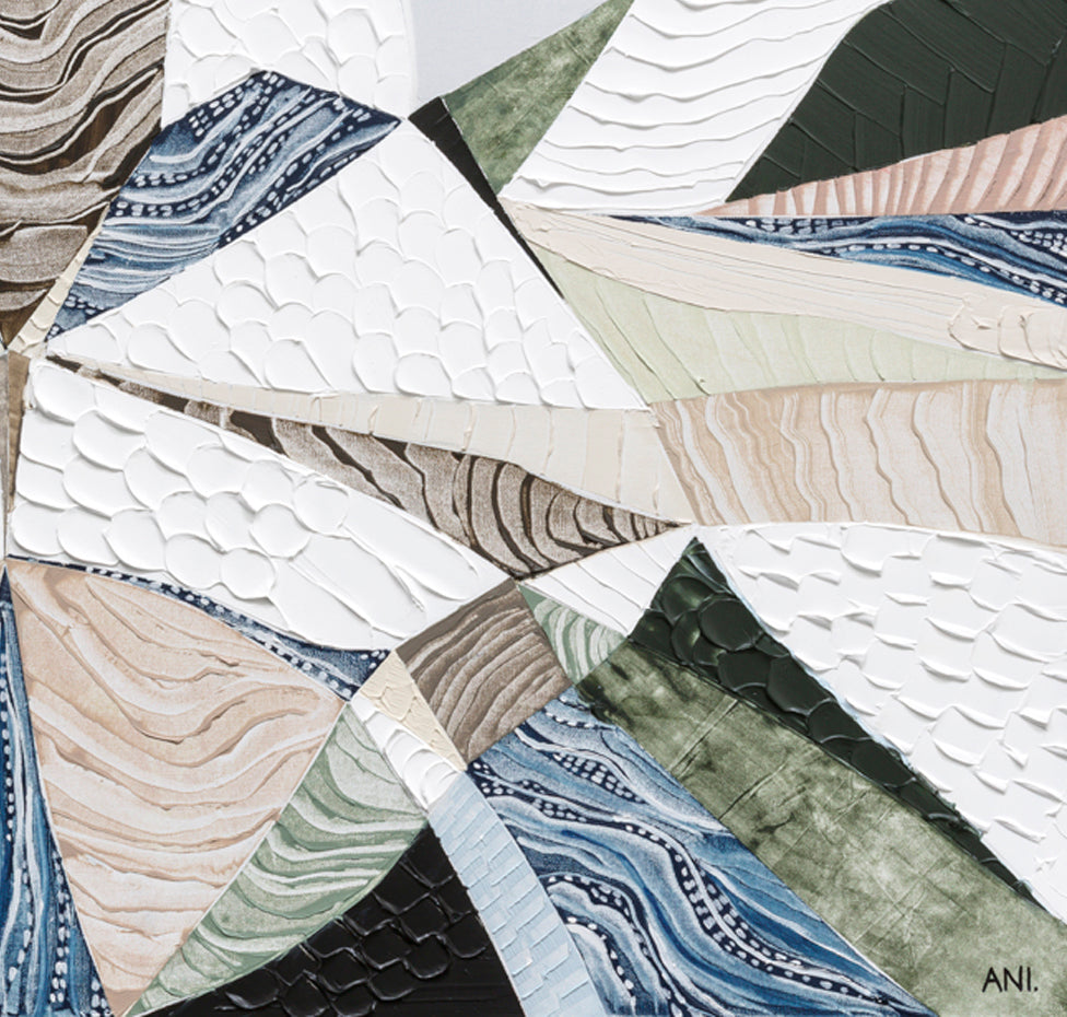 Great Dividing Plateau 7 abstract Australian mountain landscape painting by Melbourne artist Ani Ipradjian, Australian artist inspired by the Great Dividing Range across Queensland, New South Wales, and Victoria, featuring earthy tones, sage greens, and rich textured layers, contemporary Australian wall art for collectors and interior designers worldwide