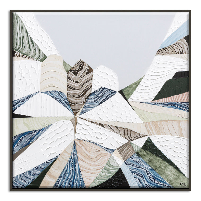 Great Dividing Plateau 7 abstract Australian mountain landscape painting by Melbourne artist Ani Ipradjian, Australian artist inspired by the Great Dividing Range across Queensland, New South Wales, and Victoria, featuring earthy tones, sage greens, and rich textured layers, contemporary Australian wall art for collectors and interior designers worldwide