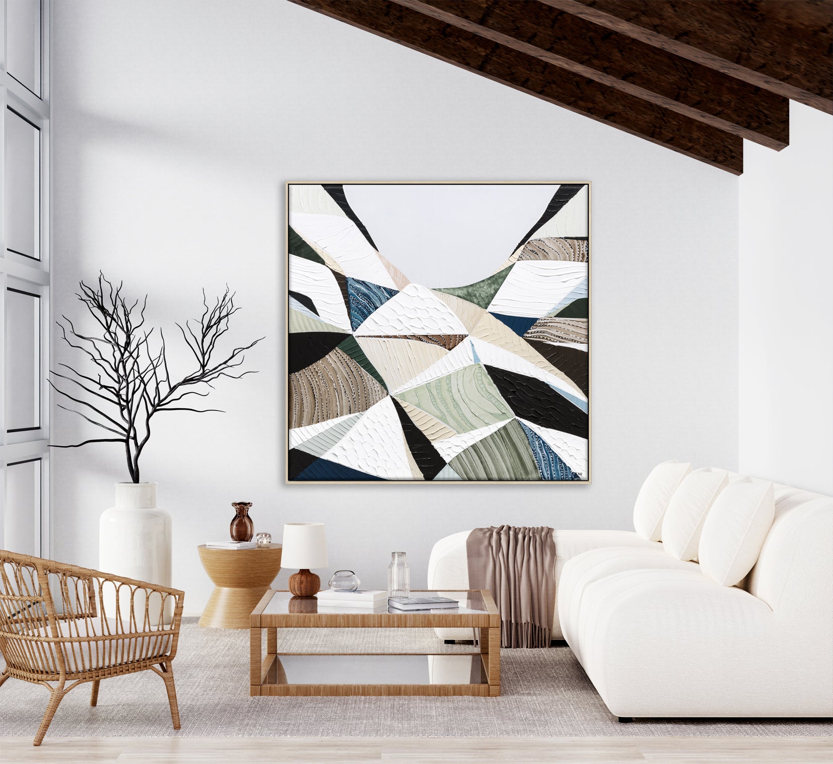 Great Dividing Plateau 8 abstract Australian mountain landscape painting by Melbourne artist Ani Ipradjian, featuring earthy browns, sage greens, and rich textured layers inspired by the Great Dividing Range. Contemporary Australian wall art capturing native bushland, rugged terrain, and the natural beauty of Queensland, New South Wales, and Victoria, ideal for art collectors, interior designers, and lovers of Australian landscape paintings.