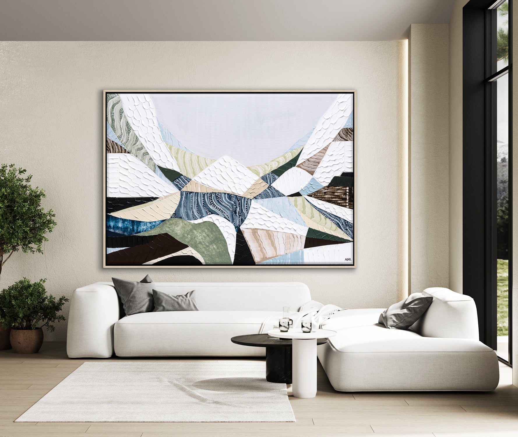 Great Dividing Range original abstract mountain landscape painting Australia, large textured Australian wall art with earthy browns and sage greens, contemporary acrylic artwork inspired by native bushland across Queensland New South Wales Victoria