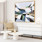 Great Dividing Plateau 11 original abstract Australian landscape painting by Melbourne-based Australian artist Ani Ipradjian, inspired by the Great Dividing Range with textured earthy browns, sage greens and native bushland tones, framed in Tasmanian Oak.