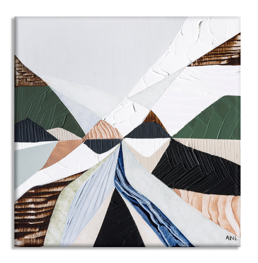 Heart of the Ranges 1 original Australian landscape painting by Melbourne-based Australian artist Ani Ipradjian, inspired by the Great Dividing Ranges with earthy tones, native bushland colours and textured abstract detail, available as original Australian art, affordable wall art and fine art prints.