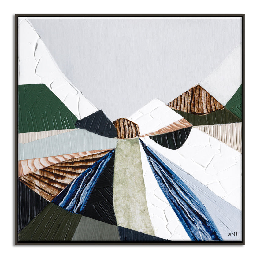 Heart of the Ranges 2 original Australian landscape painting by Melbourne-based Australian artist Ani Ipradjian, inspired by the Great Dividing Ranges with earthy tones, native bushland colours and textured abstract detail, available as original Australian art, affordable wall art and fine art prints.