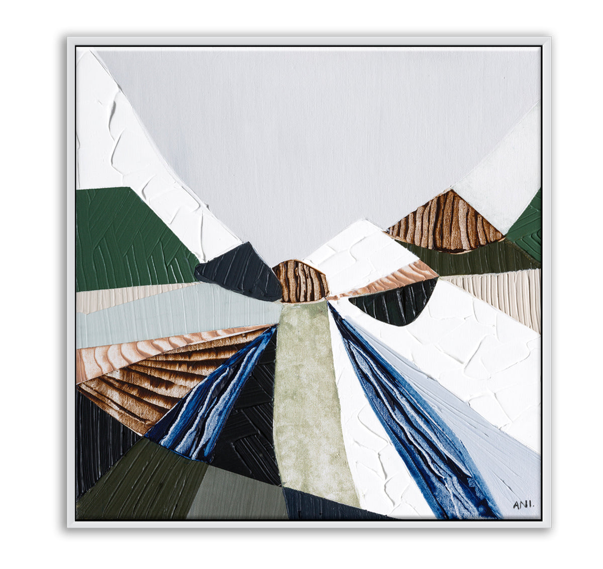 Heart of the Ranges 2 original Australian landscape painting by Melbourne-based Australian artist Ani Ipradjian, inspired by the Great Dividing Ranges with earthy tones, native bushland colours and textured abstract detail, available as original Australian art, affordable wall art and fine art prints.