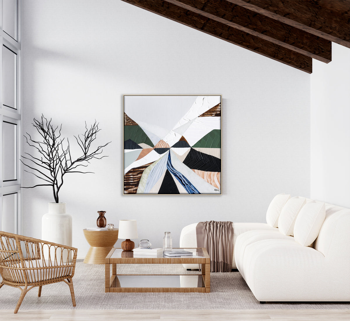 Heart of the Ranges 1 original Australian landscape painting by Melbourne-based Australian artist Ani Ipradjian, inspired by the Great Dividing Ranges with earthy tones, native bushland colours and textured abstract detail, available as original Australian art, affordable wall art and fine art prints.