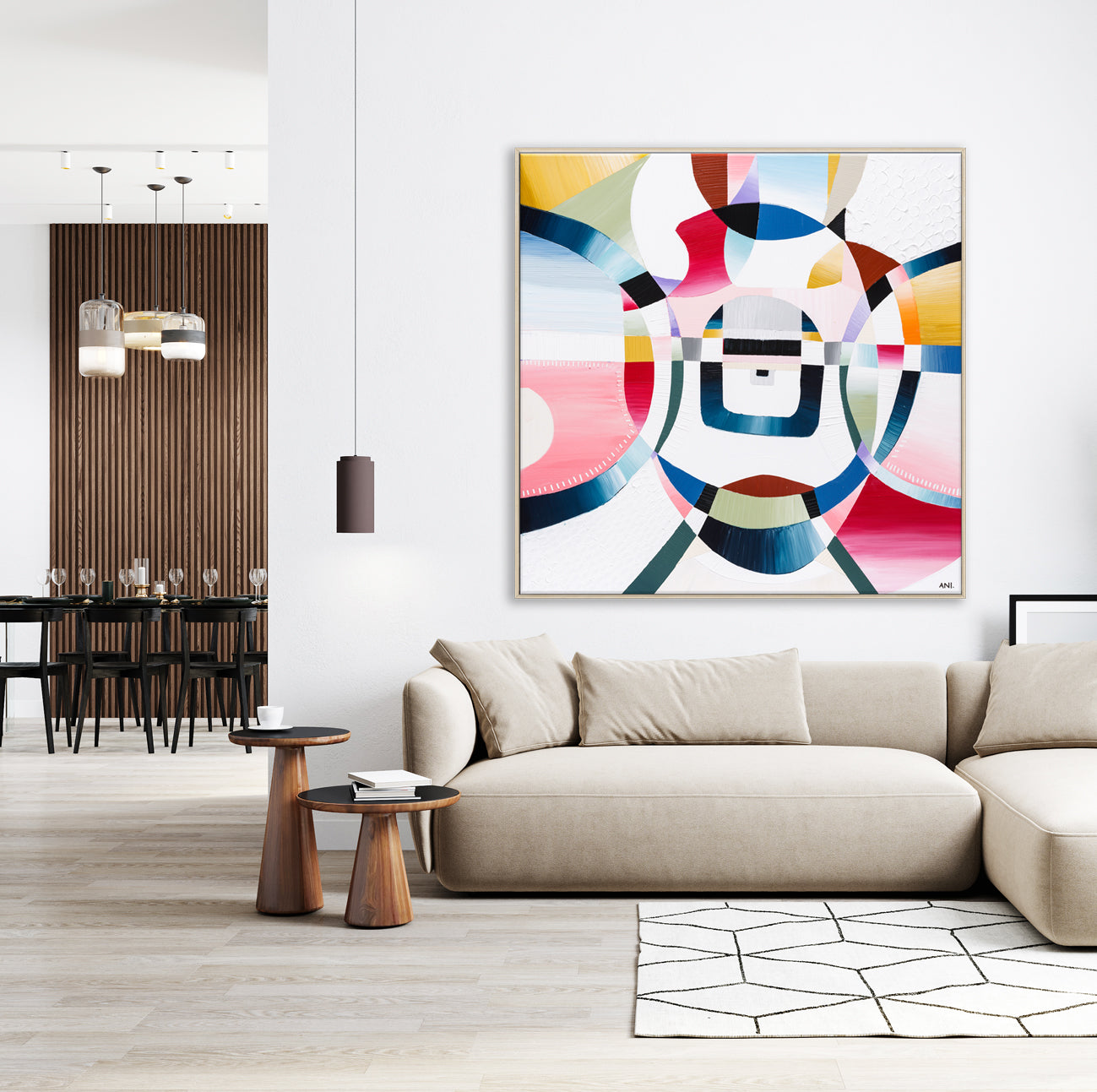 "Love Lock Bridge" – Original abstract painting by Australian artist Ani Ipradjian, inspired by Melbourne's Evan Walker Bridge, featuring layered textures and romantic symbolism in a palette of soft, emotional tones; framed in Tasmanian Oak, Black, or White.