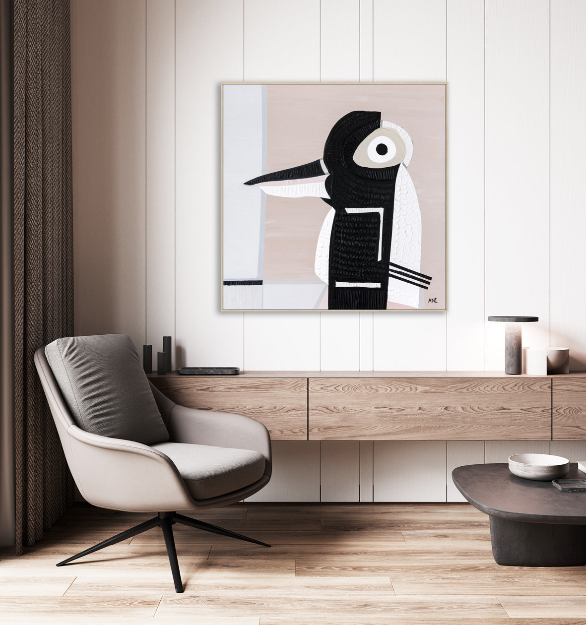 Magpie Spirit print by Ani Ipradjian. Australian bird artwork inspired by the magpie’s symbolism of transformation, intuition, and cultural significance – perfect for art collectors and spiritual interiors.