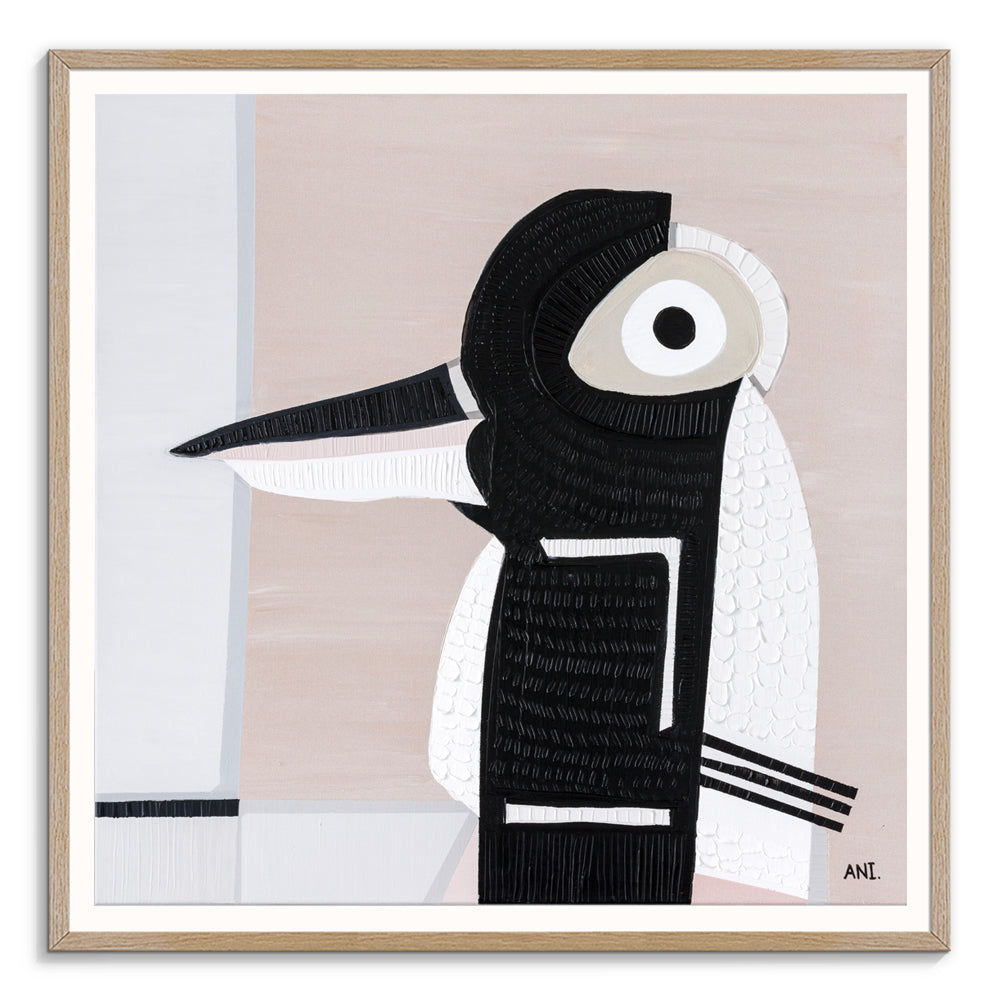 Magpie Spirit print by Ani Ipradjian. Australian bird artwork inspired by the magpie’s symbolism of transformation, intuition, and cultural significance – perfect for art collectors and spiritual interiors.