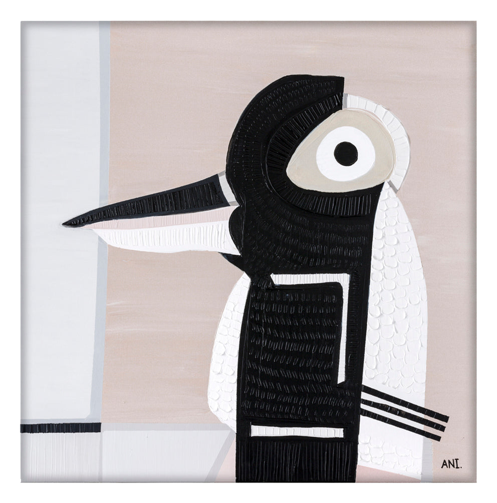 Magpie Spirit print by Ani Ipradjian. Australian bird artwork inspired by the magpie’s symbolism of transformation, intuition, and cultural significance – perfect for art collectors and spiritual interiors.