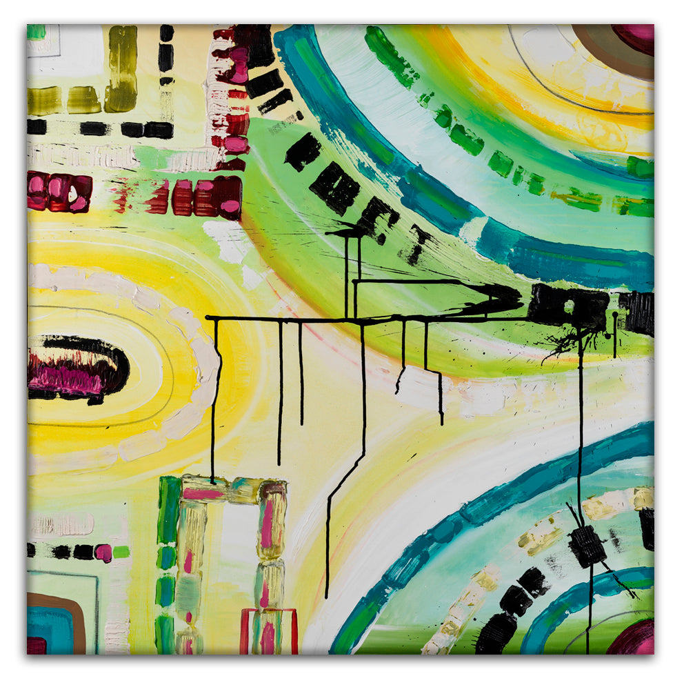 “Melbourne Skyline” print by Australian artist Ani Ipradjian – abstract cityscape artwork featuring vibrant colours and shapes inspired by Melbourne’s urban energy.