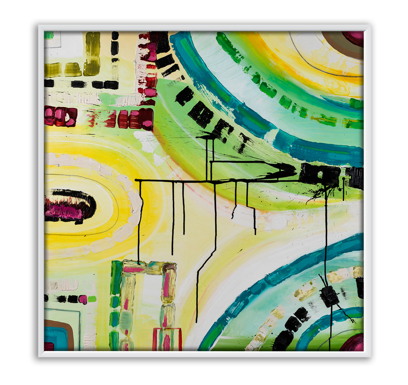 “Melbourne Skyline” print by Australian artist Ani Ipradjian – abstract cityscape artwork featuring vibrant colours and shapes inspired by Melbourne’s urban energy.