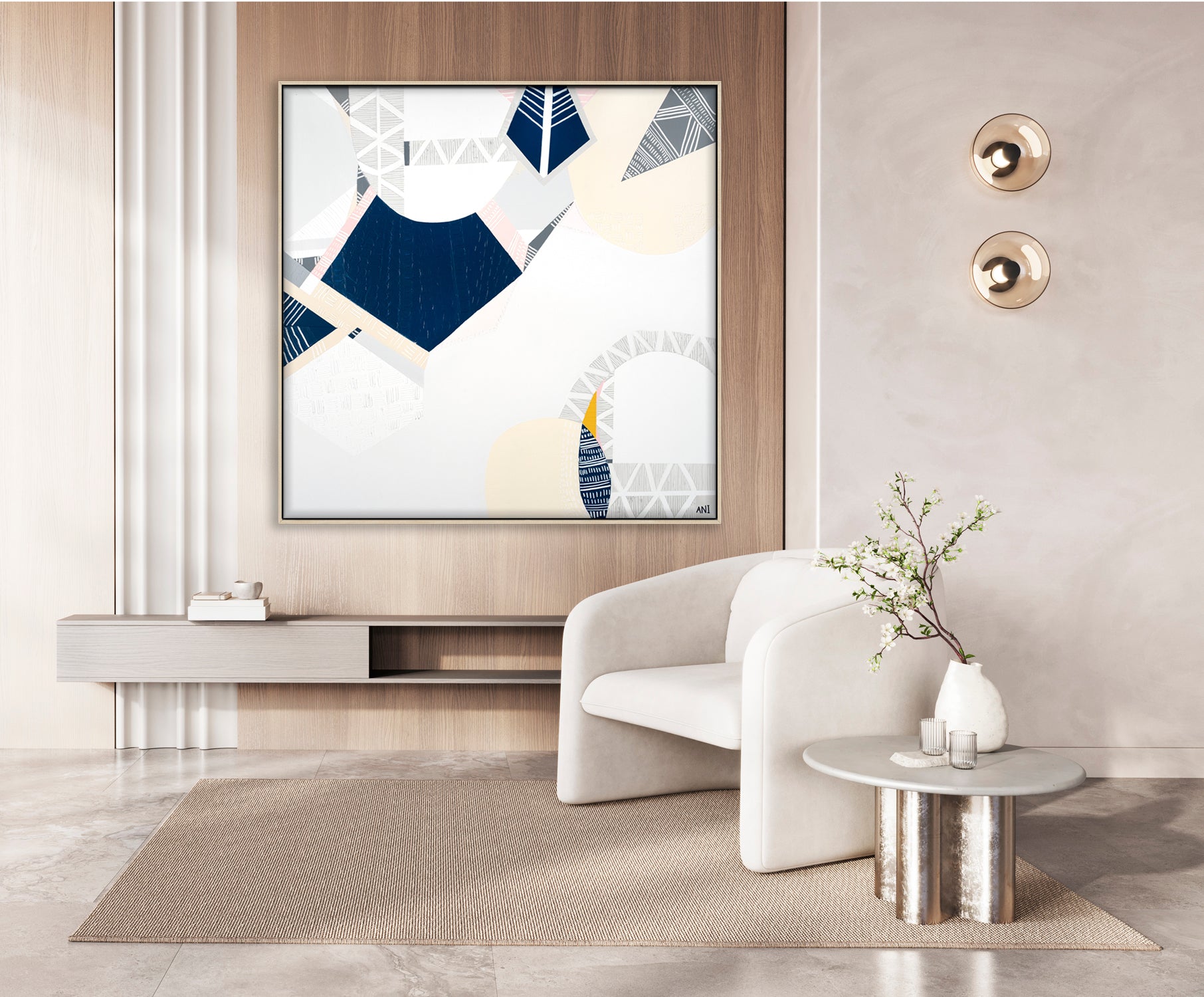 "Melbourne Star" – Original abstract painting by Australian artist Ani Ipradjian, inspired by the iconic Ferris wheel in Docklands, Melbourne, featuring glowing urban textures and forms.