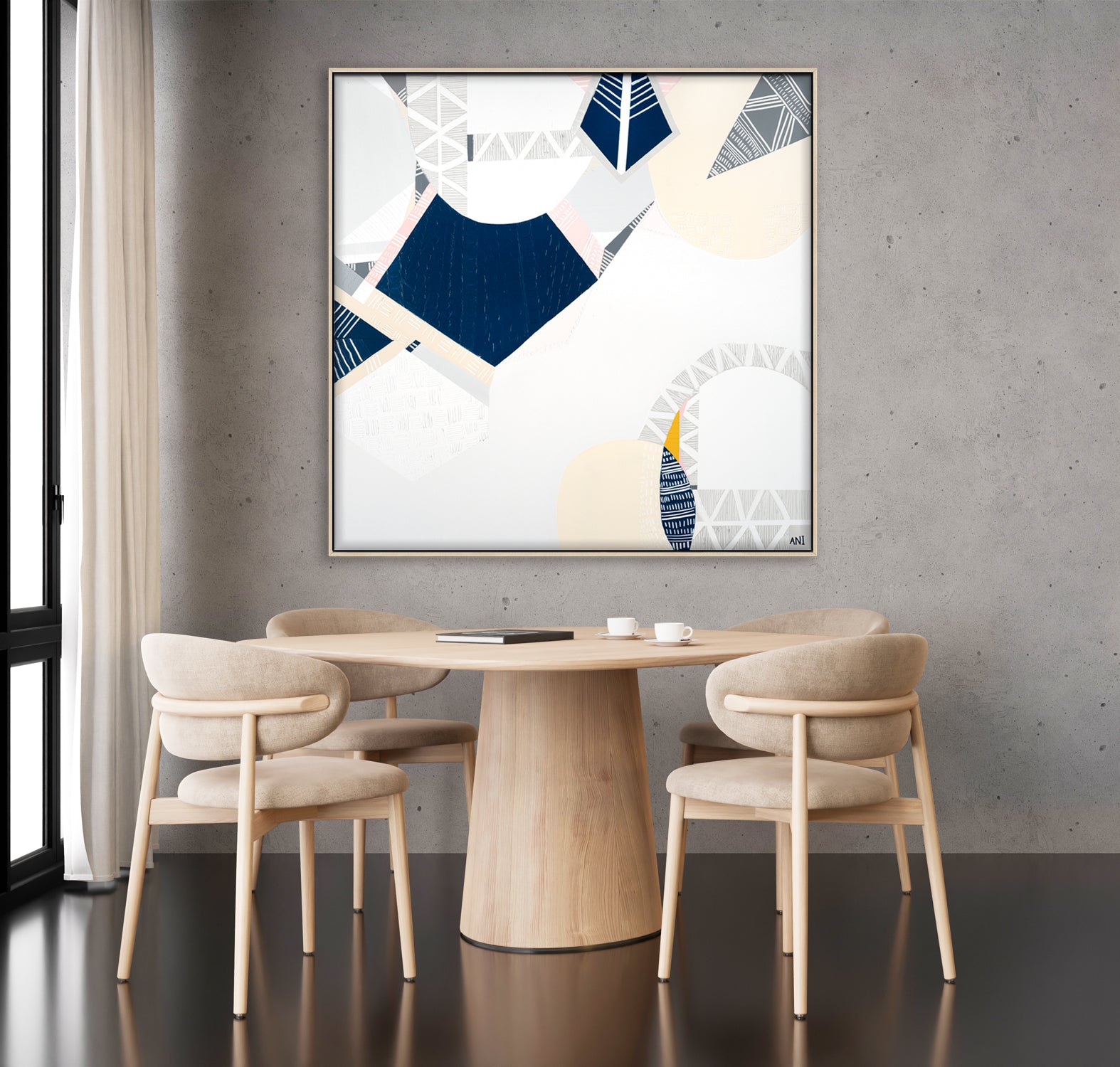 "Melbourne Star" – Original abstract painting by Australian artist Ani Ipradjian, inspired by the iconic Ferris wheel in Docklands, Melbourne, featuring glowing urban textures and forms.