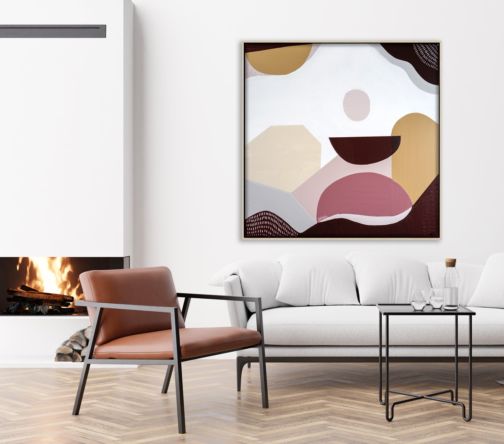 "Mookaite Jasper 1" – Original abstract painting by Australian artist Ani Ipradjian, inspired by the healing energy of Mookaite stone, featuring vibrant red and yellow tones with grounding spiritual symbolism.