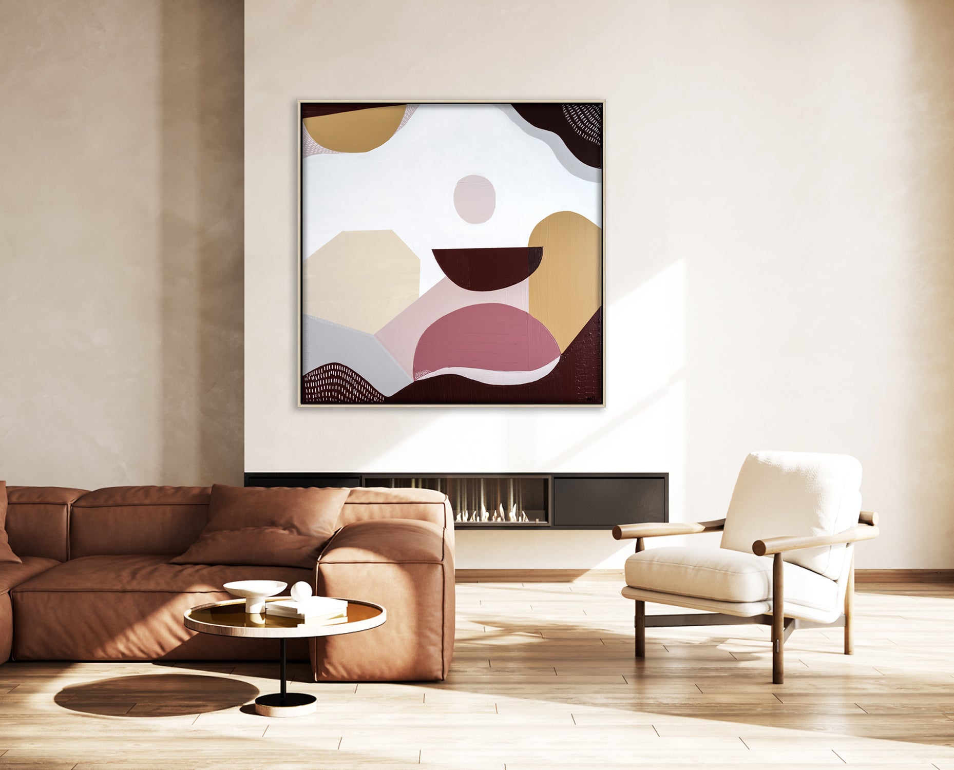 "Mookaite Jasper 1" – Original abstract painting by Australian artist Ani Ipradjian, inspired by the healing energy of Mookaite stone, featuring vibrant red and yellow tones with grounding spiritual symbolism.