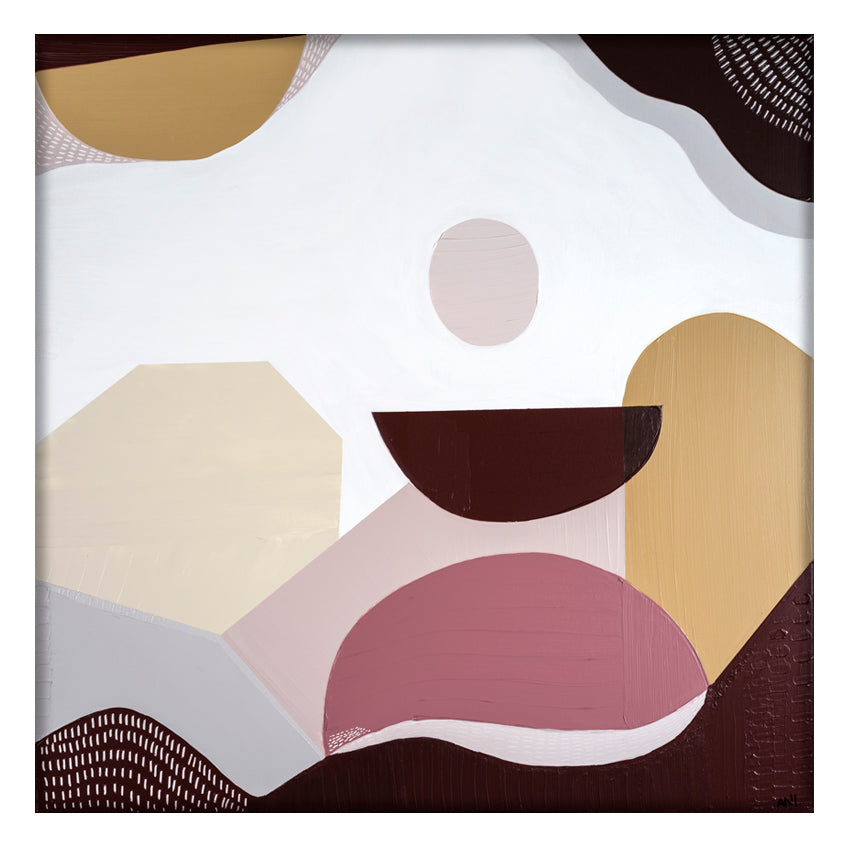 Mookaite Jasper 1 abstract print by Ani Ipradjian. Inspired by the healing stone’s bold red and yellow hues. Symbolic Australian spiritual artwork representing strength, vitality, and clarity.