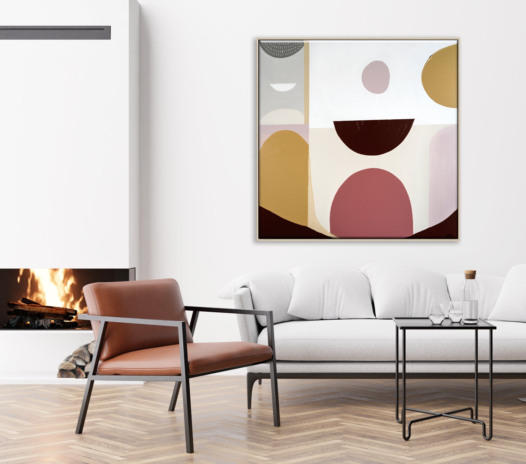 "Mookaite Jasper 1" – Original abstract painting by Australian artist Ani Ipradjian, inspired by the healing energy of Mookaite stone, featuring vibrant red and yellow tones with grounding spiritual symbolism.