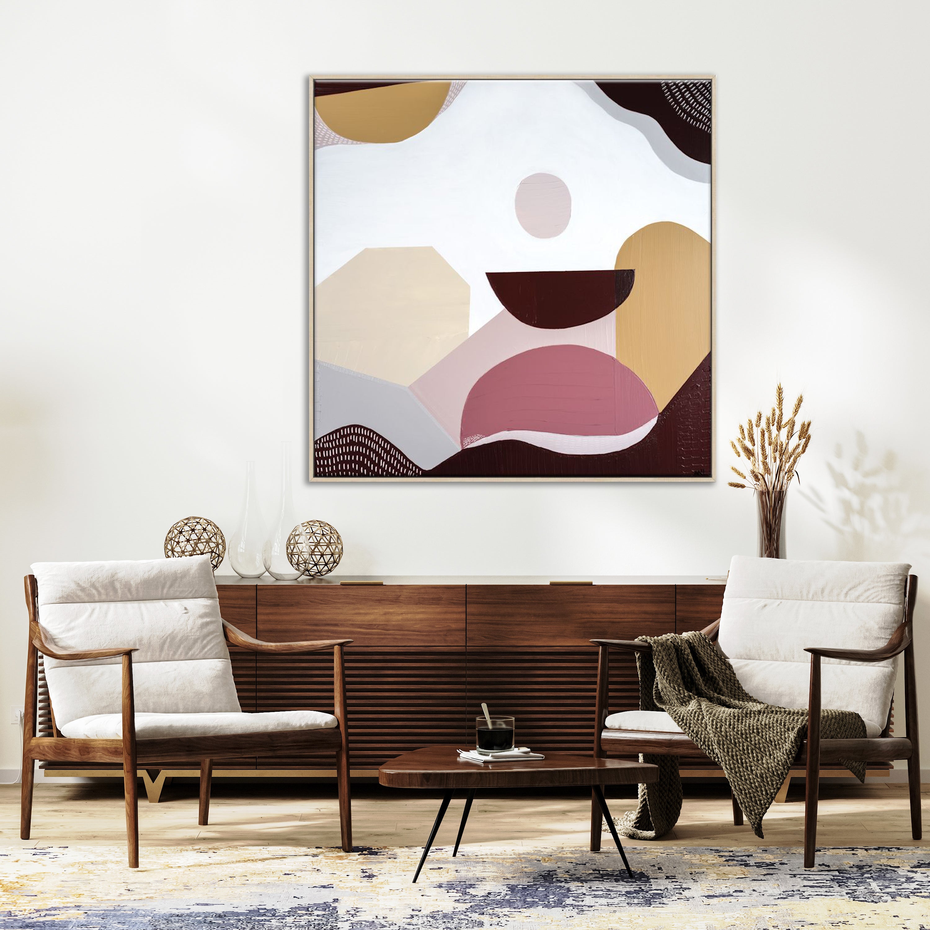 "Mookaite Jasper 1" – Original abstract painting by Australian artist Ani Ipradjian, inspired by the healing energy of Mookaite stone, featuring vibrant red and yellow tones with grounding spiritual symbolism.