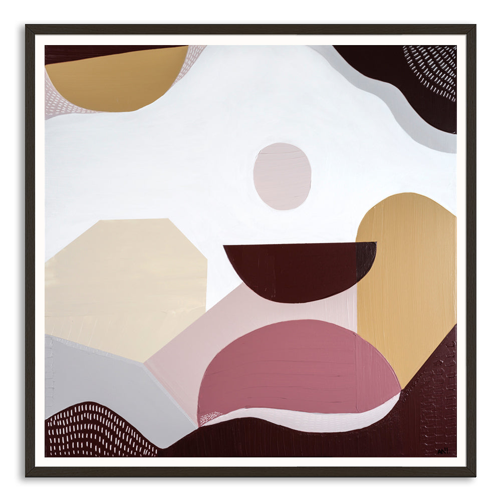 Mookaite Jasper 1 abstract print by Ani Ipradjian. Inspired by the healing stone’s bold red and yellow hues. Symbolic Australian spiritual artwork representing strength, vitality, and clarity.