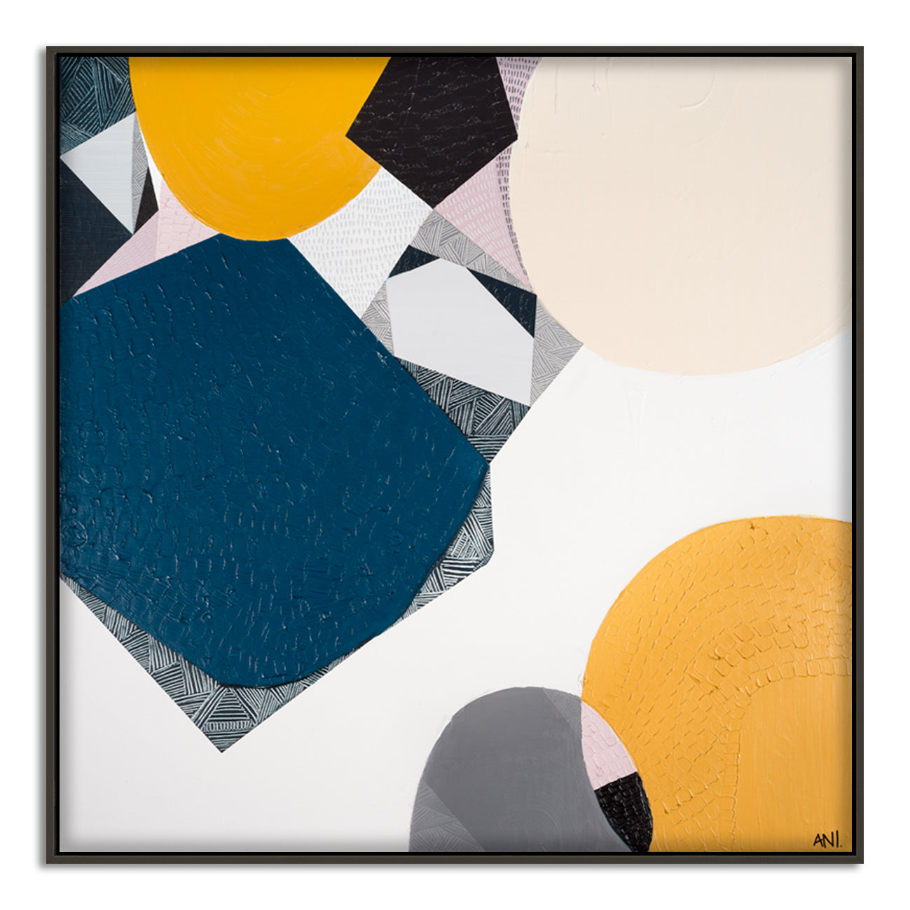"Noosa I Love You print by Ani Ipradjian – abstract coastal artwork inspired by Noosa, Sunshine Coast. Royal blue tones for beach and ocean lovers worldwide."