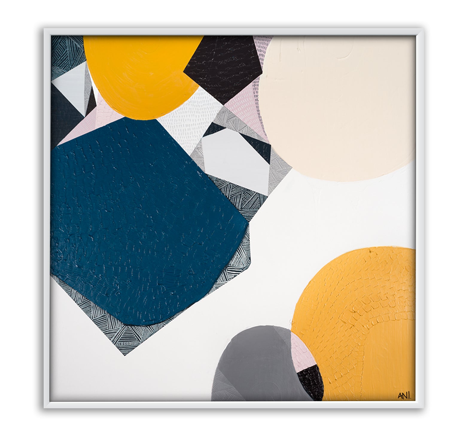 "Noosa I Love You print by Ani Ipradjian – abstract coastal artwork inspired by Noosa, Sunshine Coast. Royal blue tones for beach and ocean lovers worldwide."