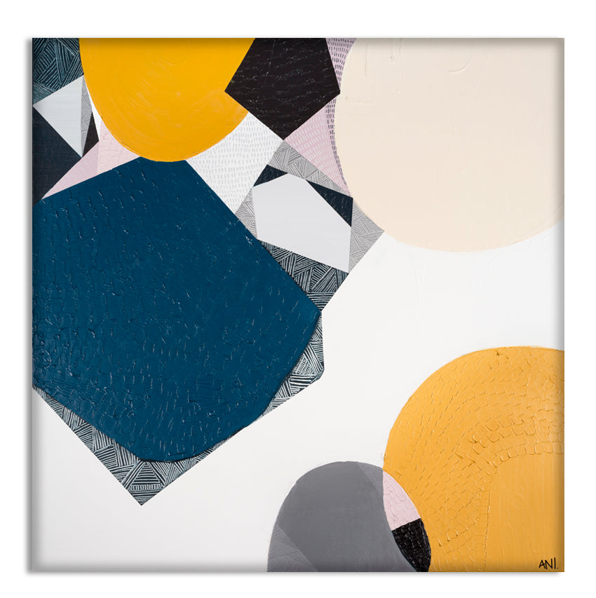 "Noosa I Love You print by Ani Ipradjian – abstract coastal artwork inspired by Noosa, Sunshine Coast. Royal blue tones for beach and ocean lovers worldwide."