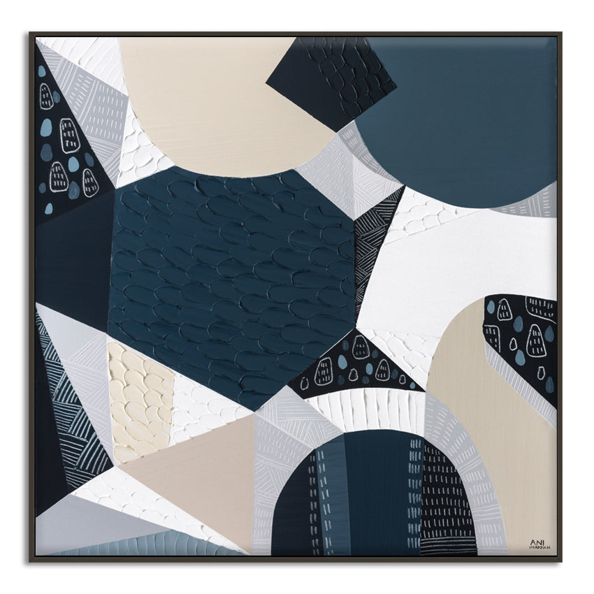 Olivine Basalt original abstract painting by Ani Ipradjian, Australian artist, inspired by Australia's iconic volcanic bluestone. Contemporary Australian art featuring rich textures, earthy tones, and layered acrylic and mixed media, celebrating Victorian bluestone architecture, historic buildings, churches, and the natural beauty of Australian basalt. Ideal for art collectors, interior designers, and lovers of Australian landscape and contemporary wall art.