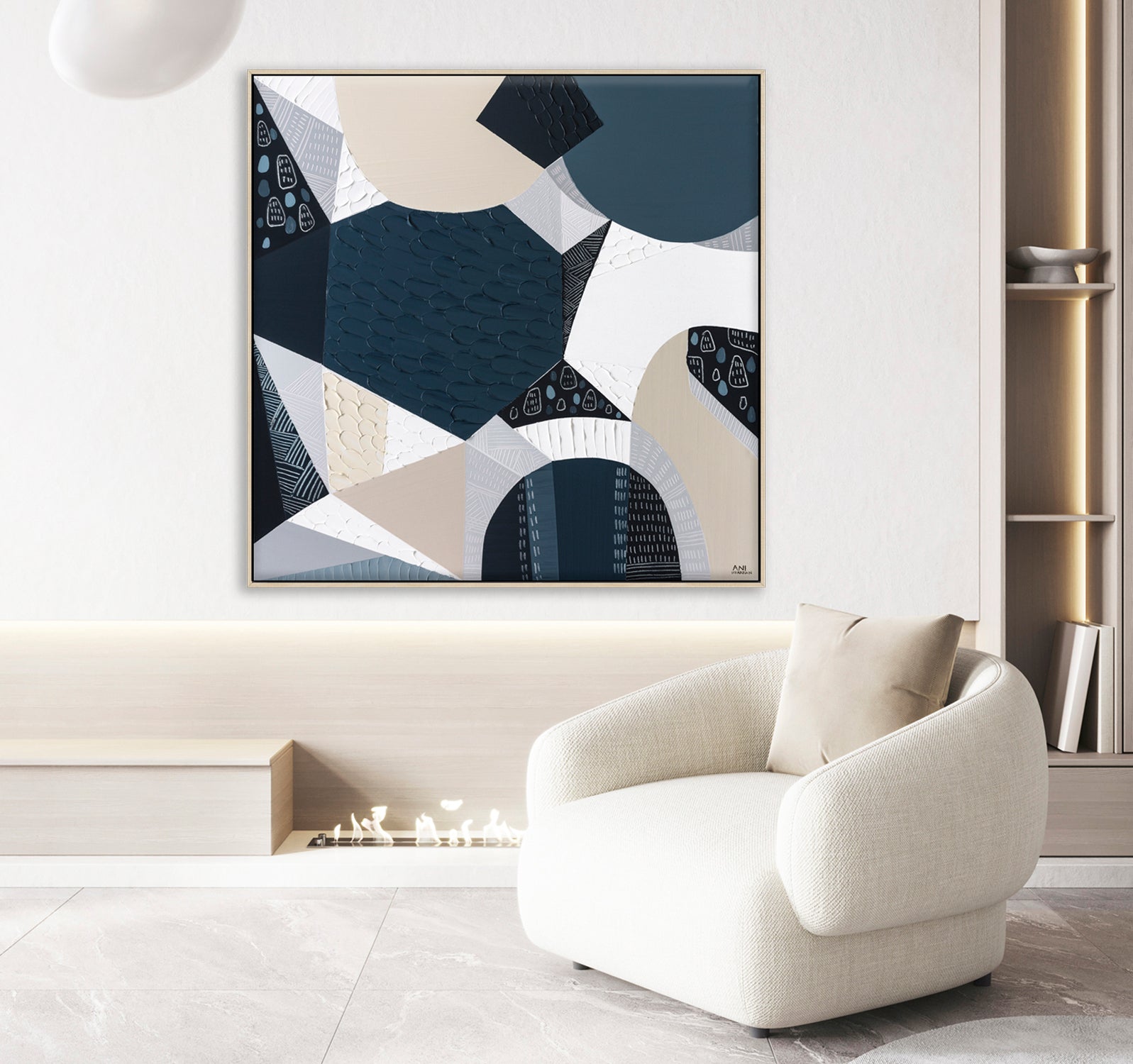 Olivine Basalt original abstract painting by Ani Ipradjian, Australian artist, inspired by Australia's iconic volcanic bluestone. Contemporary Australian art featuring rich textures, earthy tones, and layered acrylic and mixed media, celebrating Victorian bluestone architecture, historic buildings, churches, and the natural beauty of Australian basalt. Ideal for art collectors, interior designers, and lovers of Australian landscape and contemporary wall art.