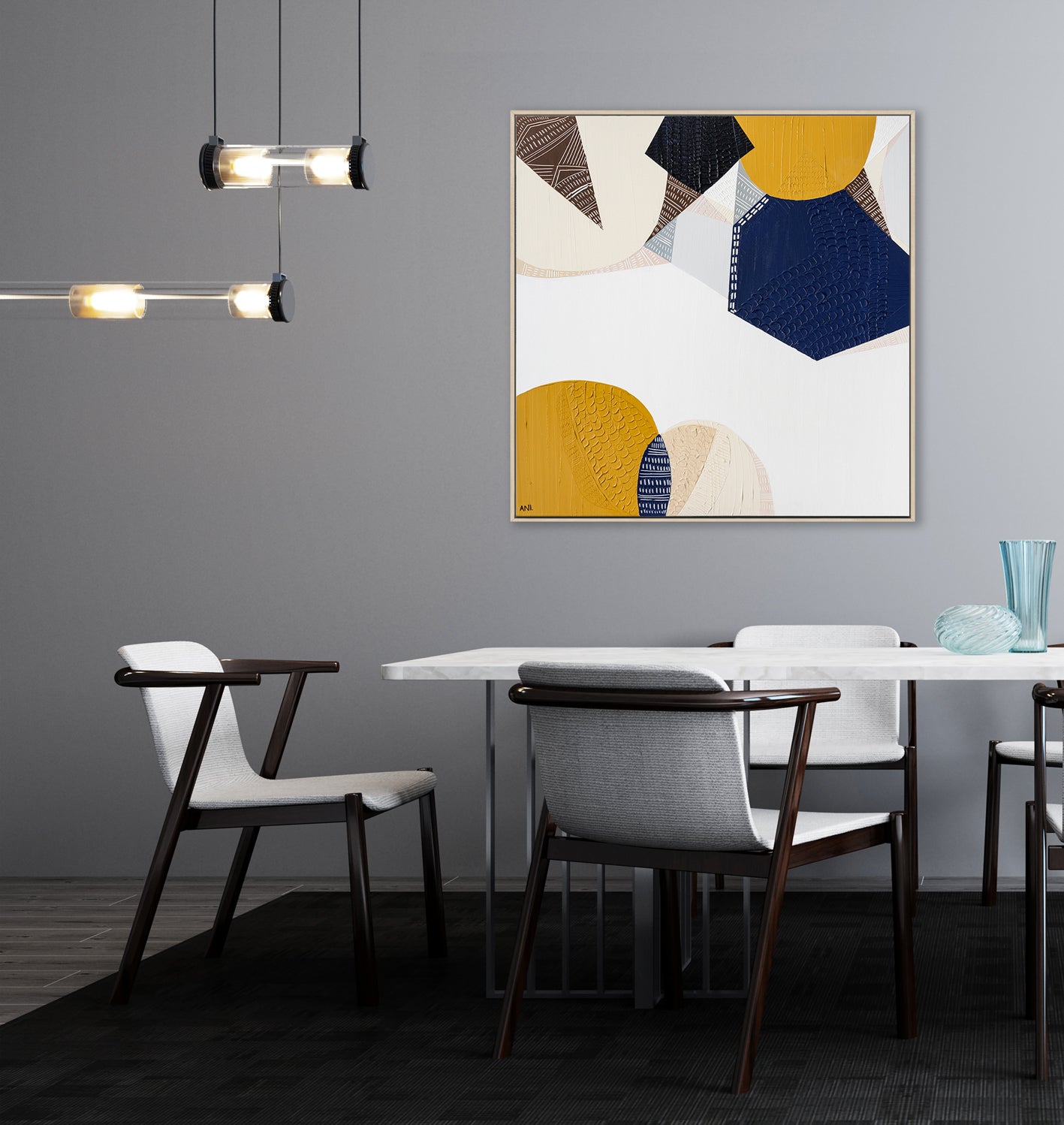 "Outback Australia Love 1 art print by Ani Ipradjian. Abstract Australian landscape print with earthy tones and ocean blues, inspired by cross-country travel. Perfect for collectors and international buyers seeking modern Australian art."