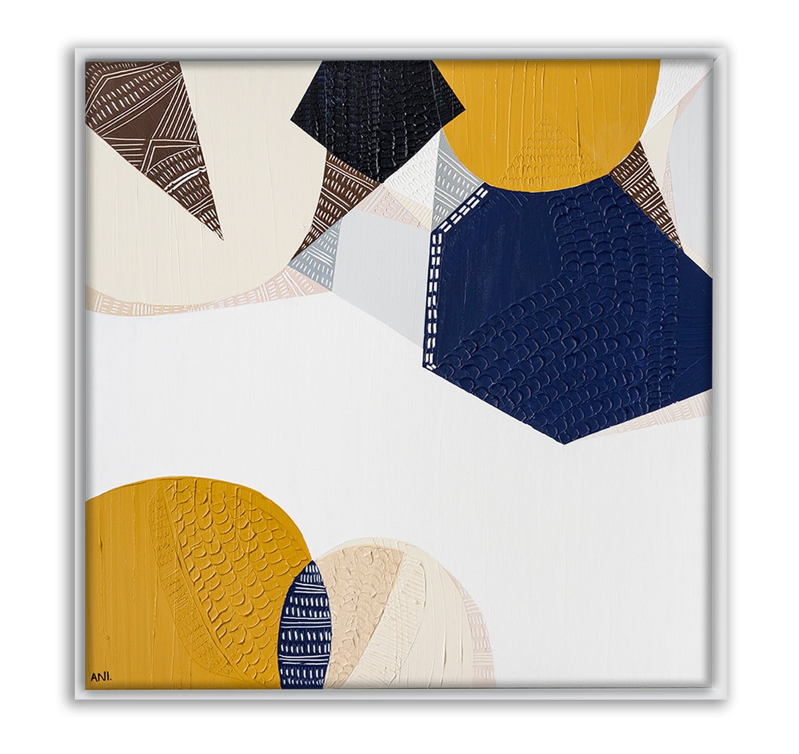 "Outback Australia Love 1 art print by Ani Ipradjian. Abstract Australian landscape print with earthy tones and ocean blues, inspired by cross-country travel. Perfect for collectors and international buyers seeking modern Australian art."