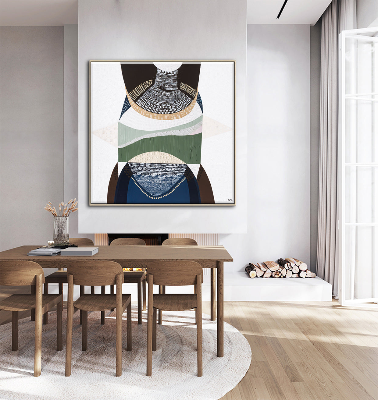 Outback by the Sea by Ani Ipradjian, abstract Australian landscape artwork blending golden outback tones with deep coastal blues, inspired by Australia’s land, sea, and cultural heritage, contemporary wall art.