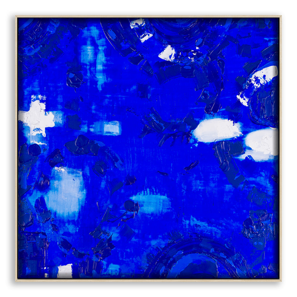 “Peninsula Life” coastal print by Ani Ipradjian – abstract artwork inspired by Victoria’s Mornington Peninsula, featuring ocean blues and soft cliffside textures.