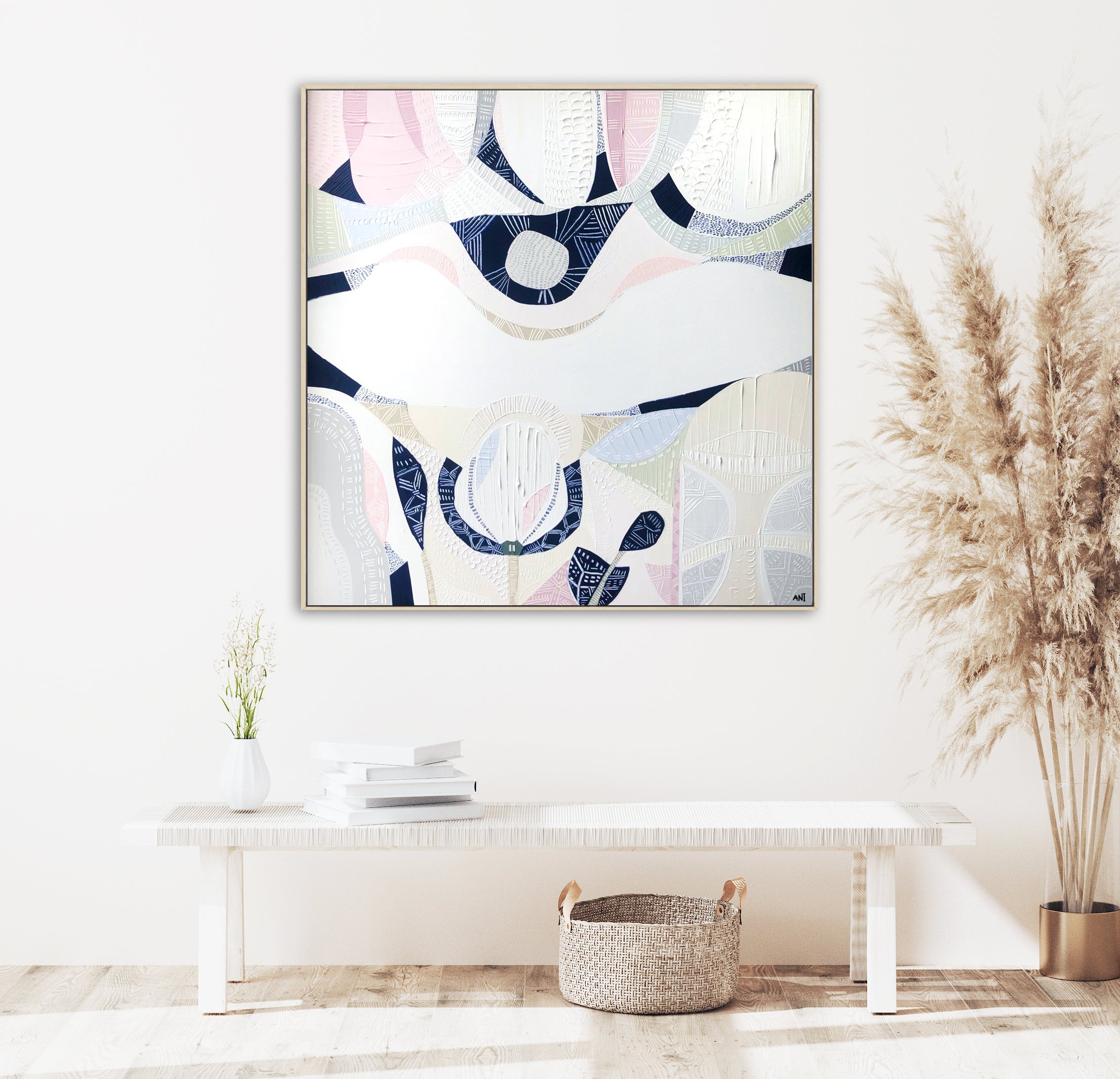 Pink Lake Australia 2 print by Ani Ipradjian. Australian abstract art inspired by Western Australia's pink salt lakes, featuring pink, lilac, and coastal tones. Ideal for Australian and overseas art collectors.