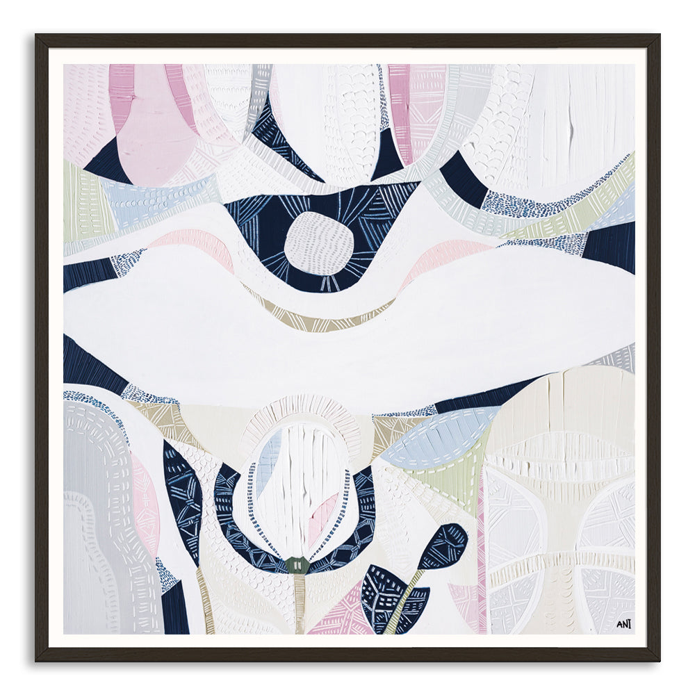 Pink Lake Australia 2 print by Ani Ipradjian. Australian abstract art inspired by Western Australia's pink salt lakes, featuring pink, lilac, and coastal tones. Ideal for Australian and overseas art collectors.