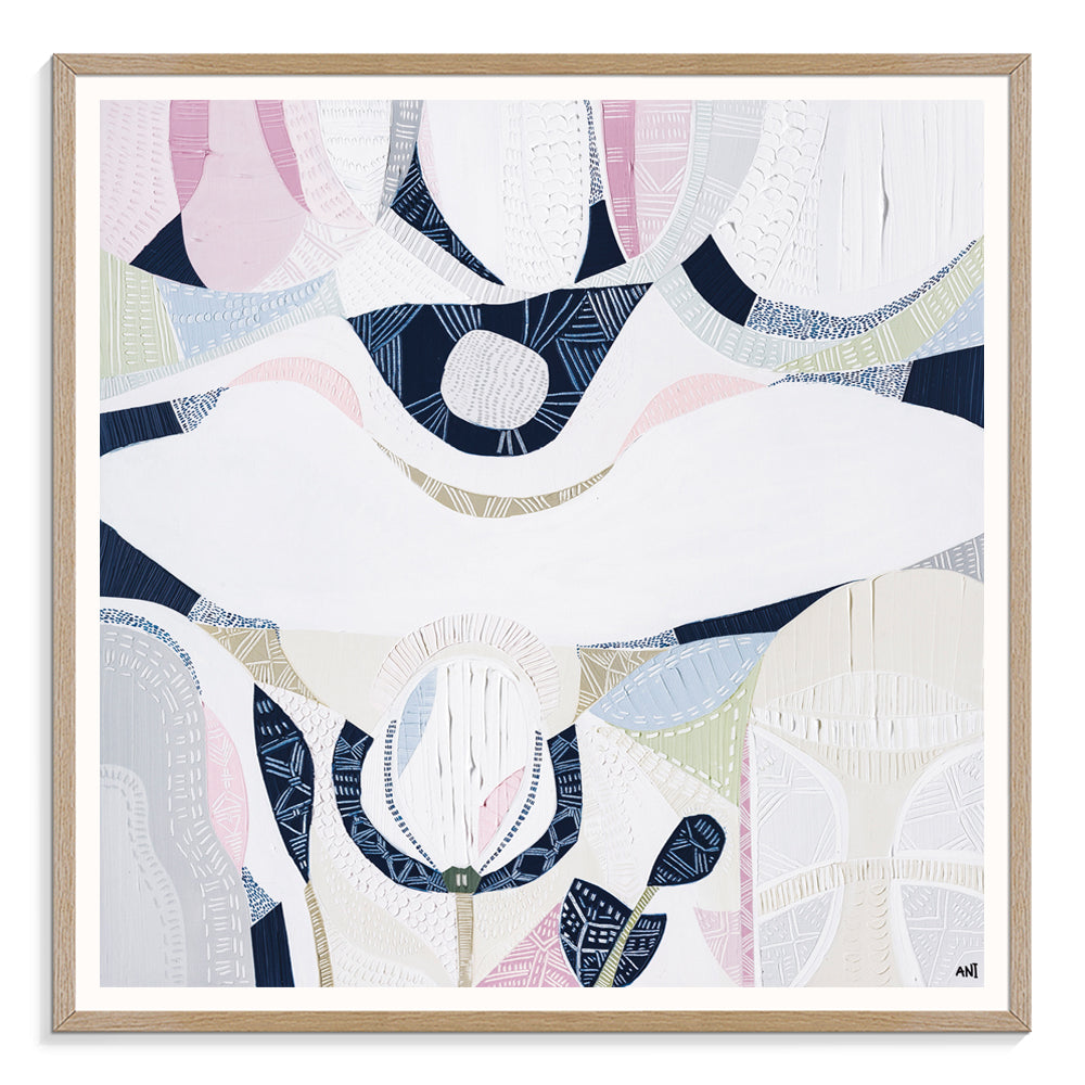 Pink Lake Australia 2 print by Ani Ipradjian. Australian abstract art inspired by Western Australia's pink salt lakes, featuring pink, lilac, and coastal tones. Ideal for Australian and overseas art collectors.