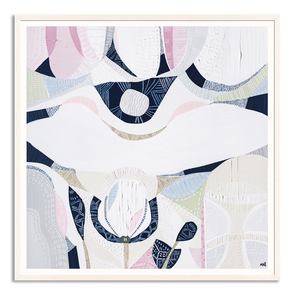 Pink Lake Australia 2 print by Ani Ipradjian. Australian abstract art inspired by Western Australia's pink salt lakes, featuring pink, lilac, and coastal tones. Ideal for Australian and overseas art collectors.