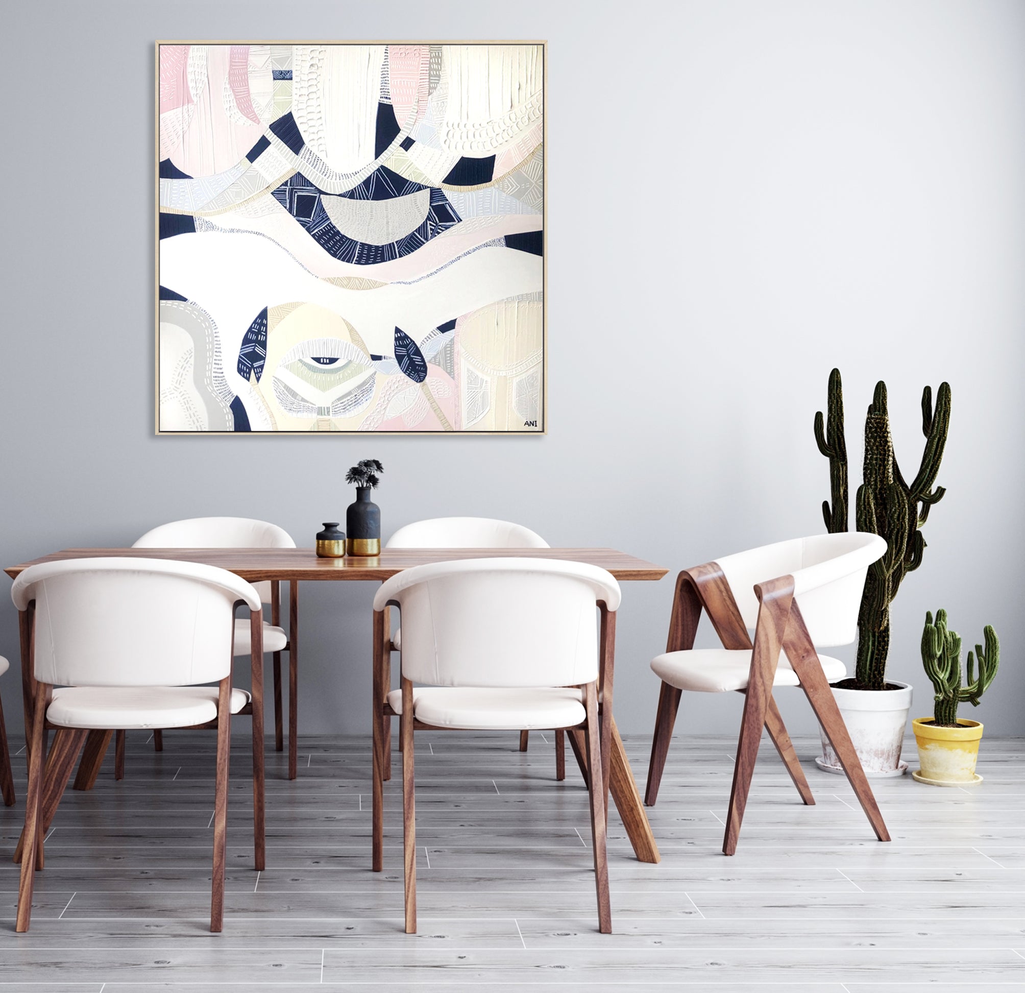 Pink Lake Australia 3 print by Ani Ipradjian. Australian abstract art inspired by Western Australia's pink salt lakes, featuring pink, lilac, and coastal tones. Ideal for Australian and overseas art collectors.