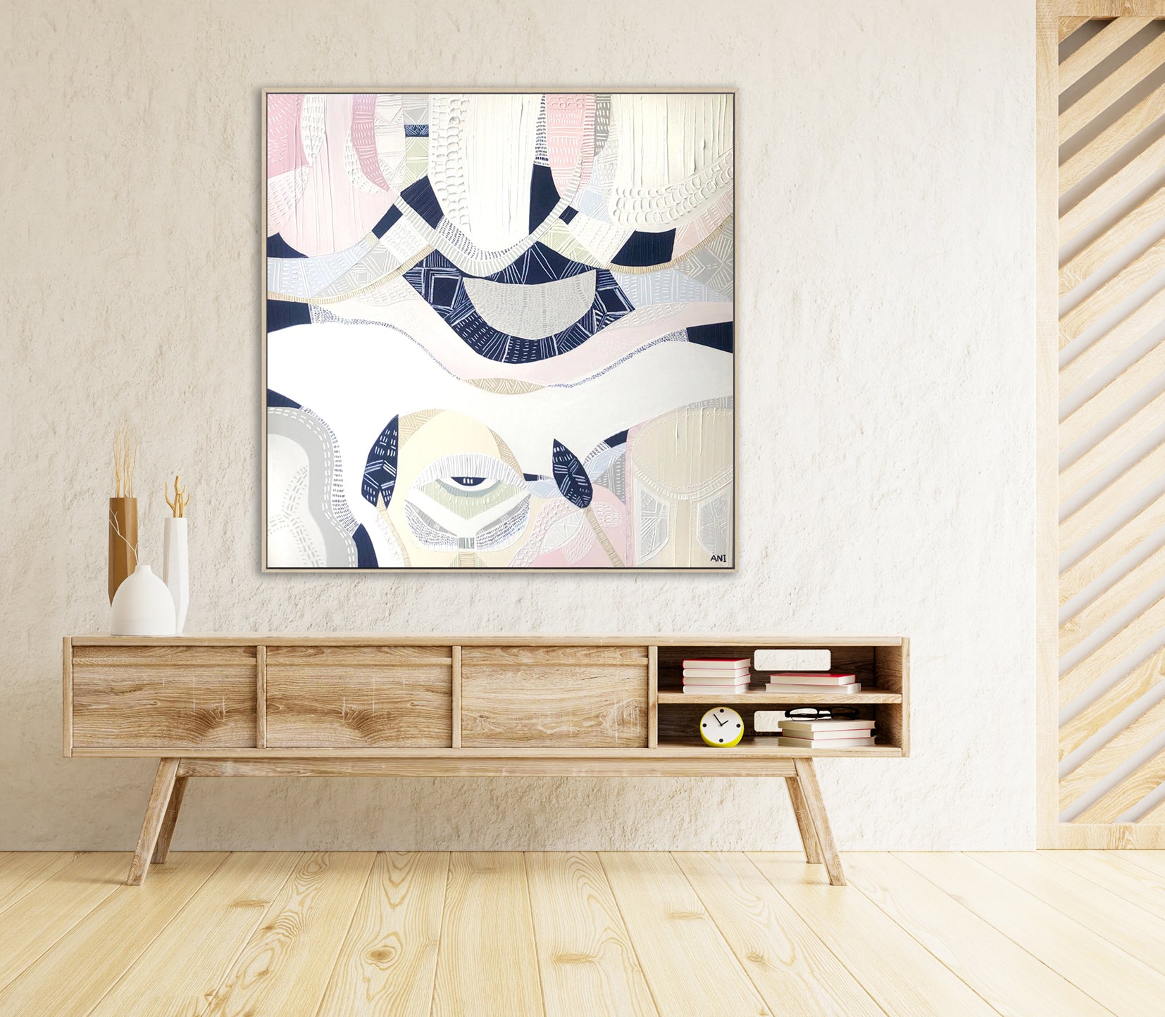Pink Lake Australia 3 print by Ani Ipradjian. Australian abstract art inspired by Western Australia's pink salt lakes, featuring pink, lilac, and coastal tones. Ideal for Australian and overseas art collectors.
