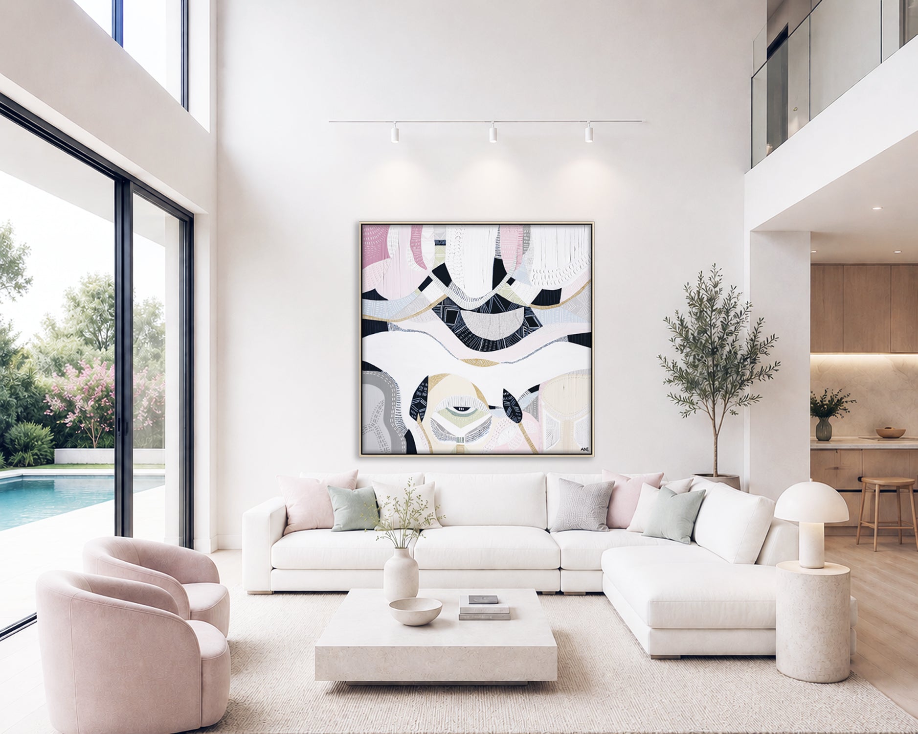"Pink Lake Australia 3" – Original abstract painting by Australian artist Ani Ipradjian, inspired by Australia’s vibrant pink salt lakes, featuring textured hues of pink, red, and lilac.