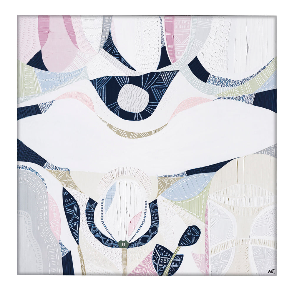 Pink Lake Australia 2 print by Ani Ipradjian. Australian abstract art inspired by Western Australia's pink salt lakes, featuring pink, lilac, and coastal tones. Ideal for Australian and overseas art collectors.