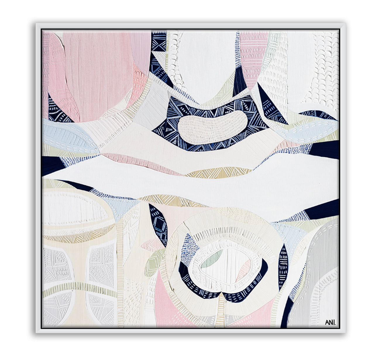 "Pink Lake Forest 2 print by Australian artist Ani Ipradjian. Abstract coastal artwork inspired by Esperance’s Pink Lake in Western Australia. Features pink and blue tones ideal for coastal interiors and global art buyers."