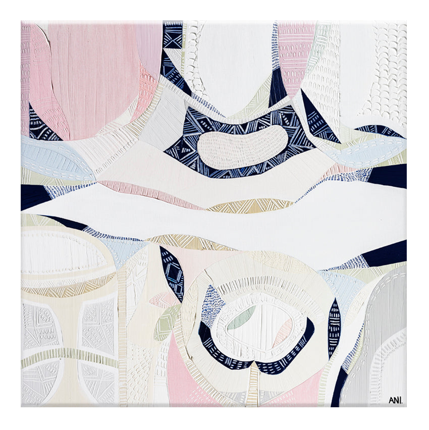 "Pink Lake Forest 2 print by Australian artist Ani Ipradjian. Abstract coastal artwork inspired by Esperance’s Pink Lake in Western Australia. Features pink and blue tones ideal for coastal interiors and global art buyers."