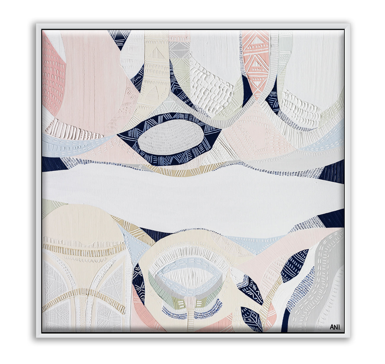 "Pink Lake Forest 1 print by Australian artist Ani Ipradjian. Abstract coastal artwork inspired by Esperance’s Pink Lake in Western Australia. Features pink and blue tones ideal for coastal interiors and global art buyers."