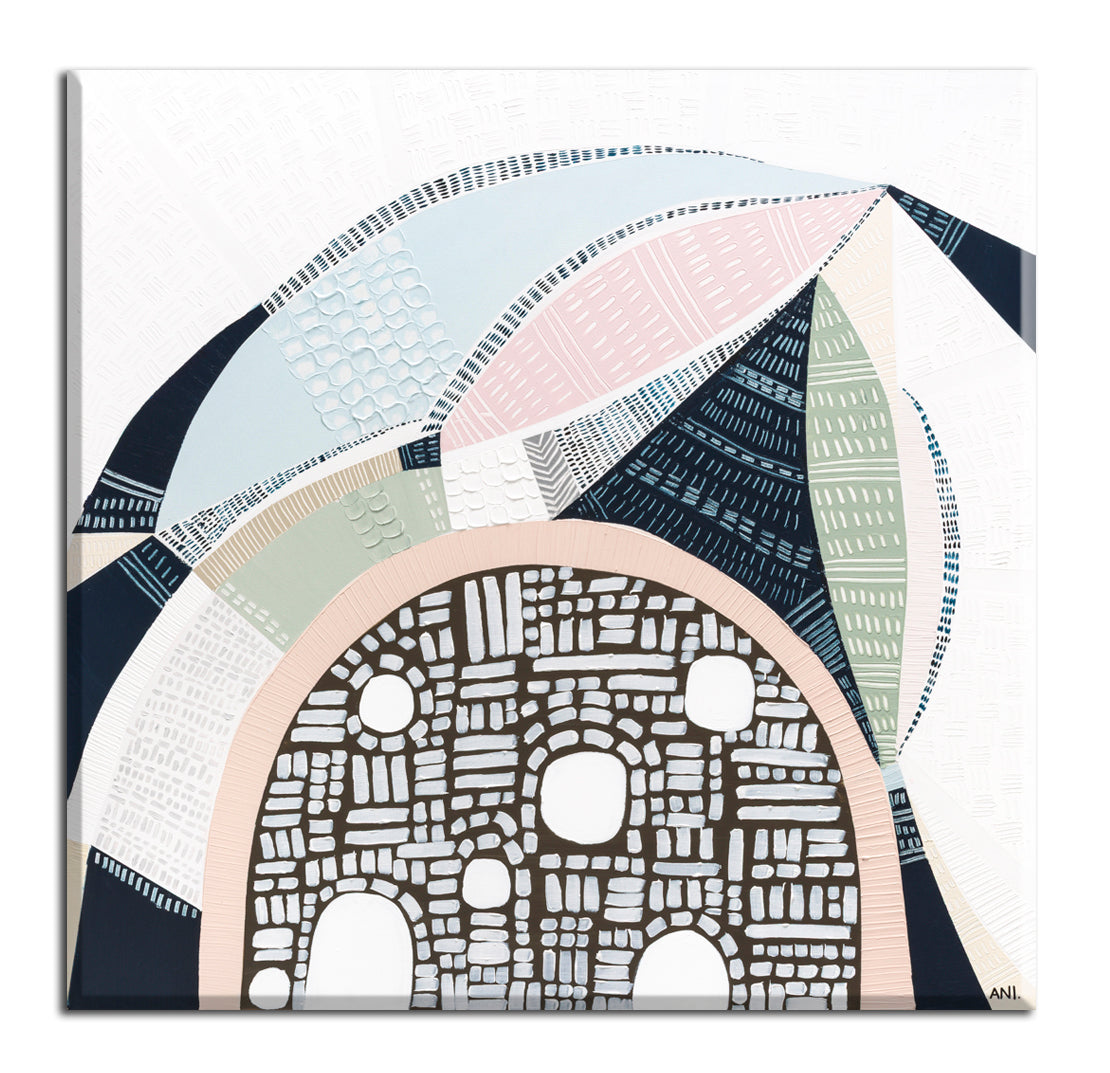 Pink Salt 2 by Ani Ipradjian, abstract Australian landscape painting inspired by the Pink Lake in Esperance Western Australia, showcasing vibrant pinks, teals, and textured layers, ideal for art collectors and modern interior design.