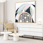 Pink Salt 2 by Ani Ipradjian, abstract Australian landscape painting inspired by the Pink Lake in Esperance Western Australia, showcasing vibrant pinks, teals, and textured layers, ideal for art collectors and modern interior design.