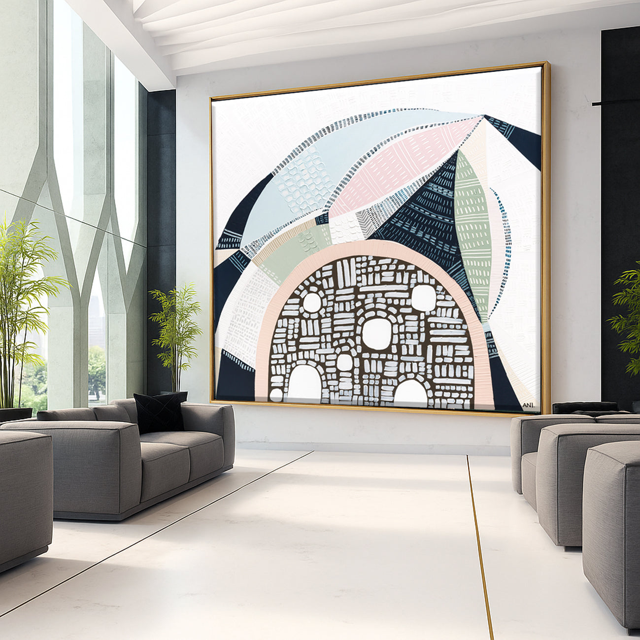 Pink Salt 2 by Ani Ipradjian, abstract Australian landscape painting inspired by the Pink Lake in Esperance Western Australia, showcasing vibrant pinks, teals, and textured layers, ideal for art collectors and modern interior design.