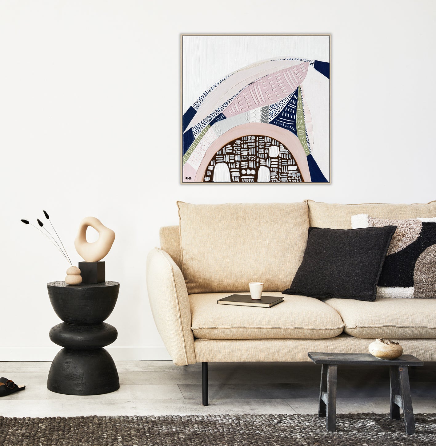 "Pink Salt Spirit art print by Ani Ipradjian. Inspired by Australia’s Pink Lakes with tribal patterns and abstract textures, perfect for Australian and international art collectors."