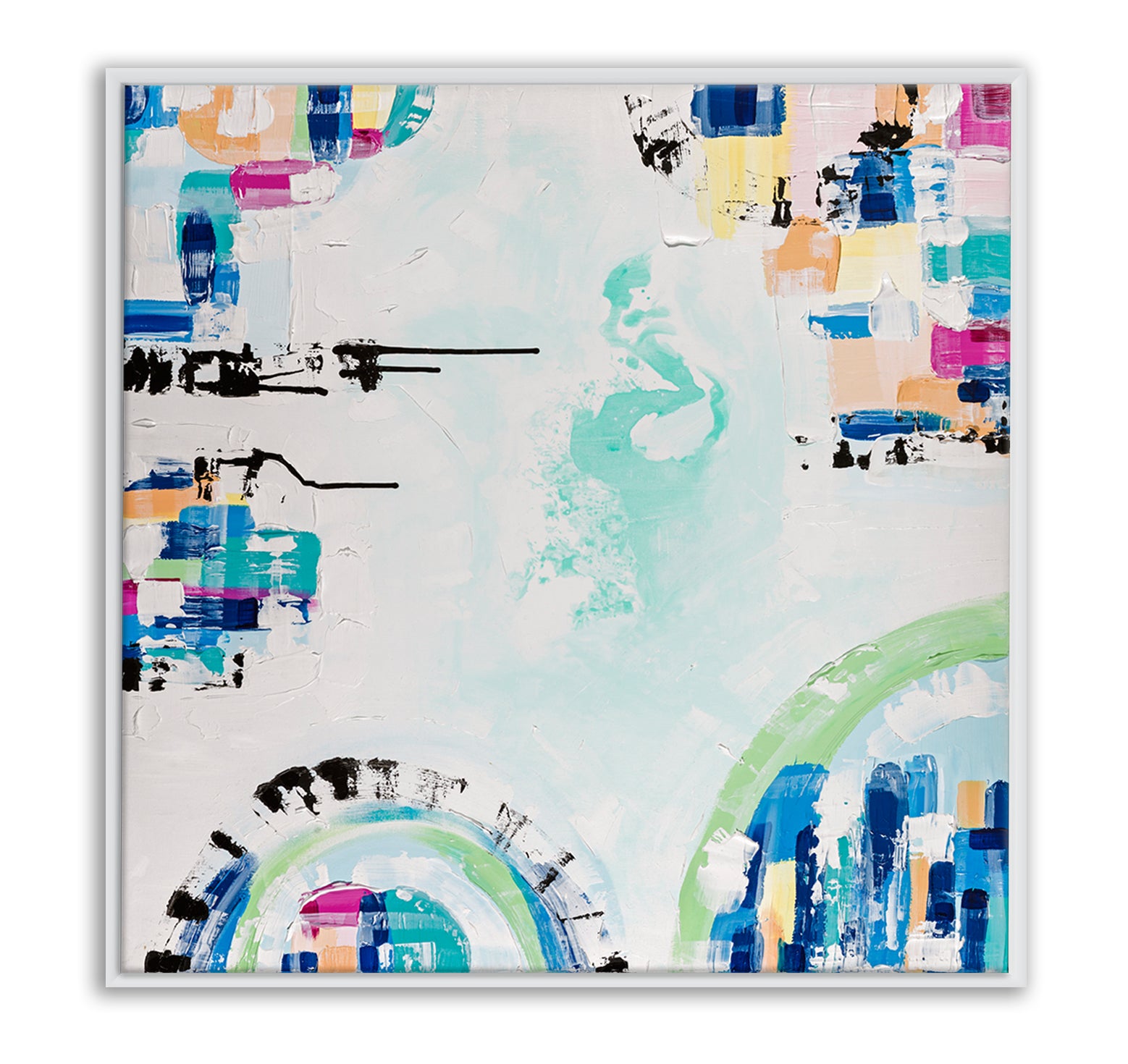 Port Melbourne Spirit print by Ani Ipradjian – abstract Australian coastal artwork inspired by Melbourne’s city-meets-sea landscape, featuring bold colours and beach motifs.