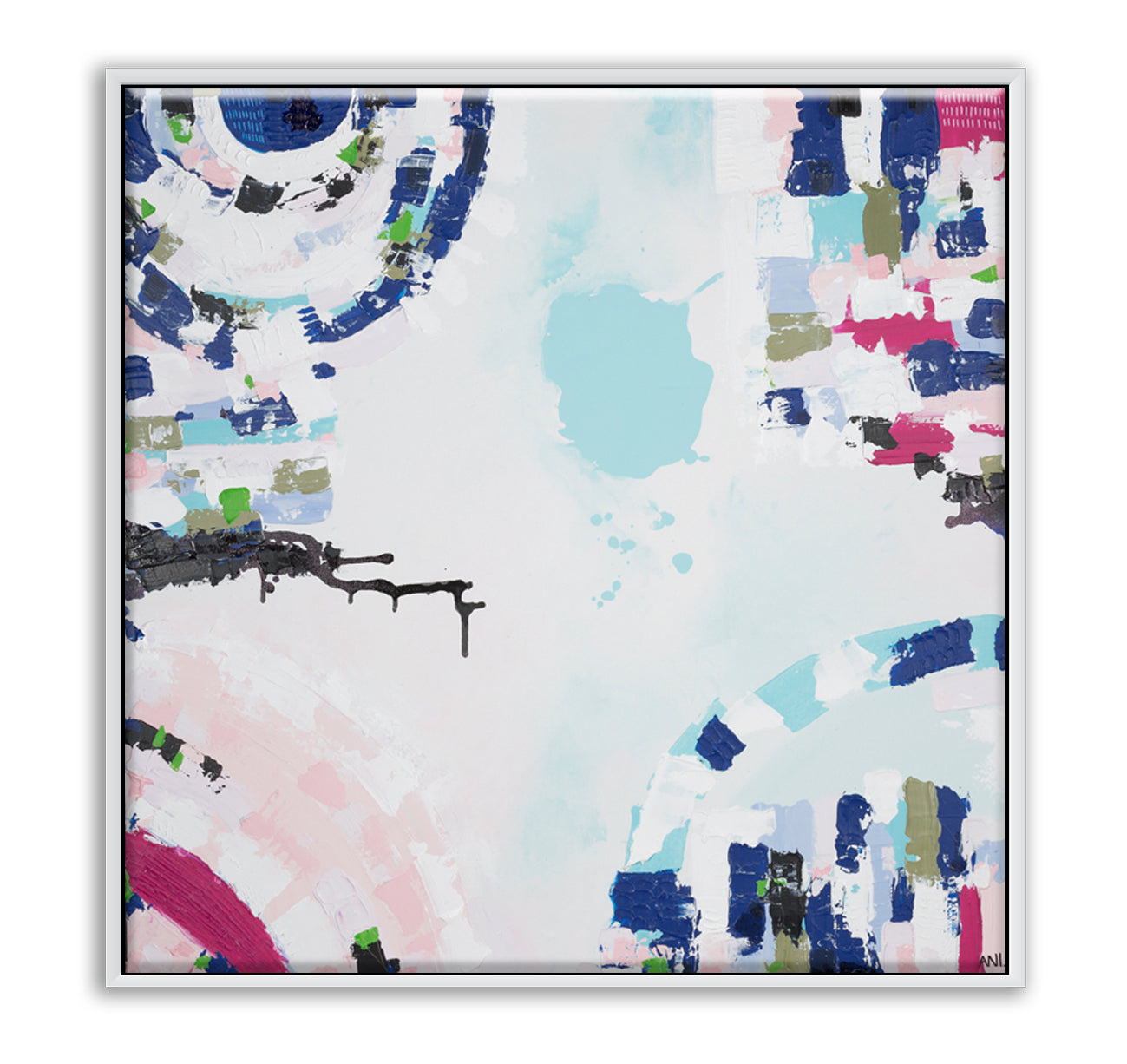 Port Melbourne Love print by Ani Ipradjian. Abstract Australian art inspired by Port Melbourne’s coastal charm, city skyline, and beachside beauty. Ideal for Australian and international collectors.