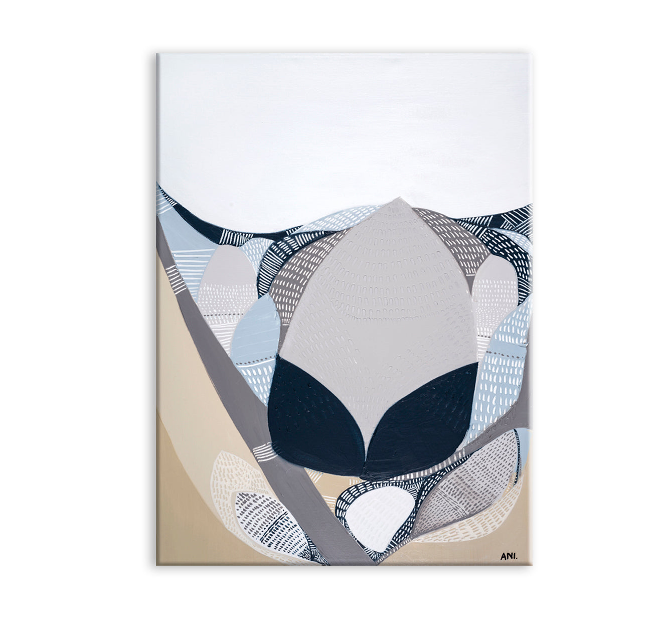 Protea in the Night – abstract floral art print by Ani Ipradjian featuring a blooming Protea flower, symbolising strength, transformation, and beauty in dark moody tones. Perfect for global art collectors and botanical art lovers.